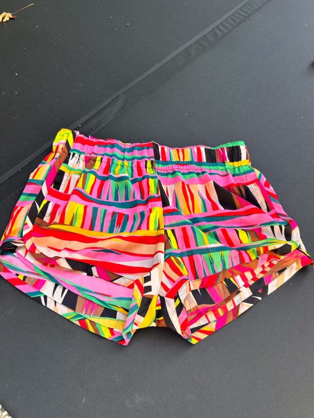 Show Me Your MuMu Bright Multicolor Striped Elastic Waist Athletic Shorts Medium